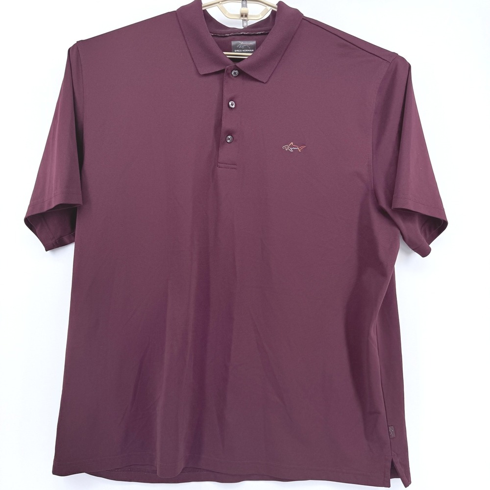 Greg Norman Tasso Elba Five Iron Play Dry Golf Polo Shirt Mens XXL Burgundy - Picture 2 of 15